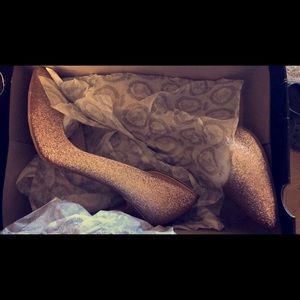 Juicy Couture sparkling gold heels